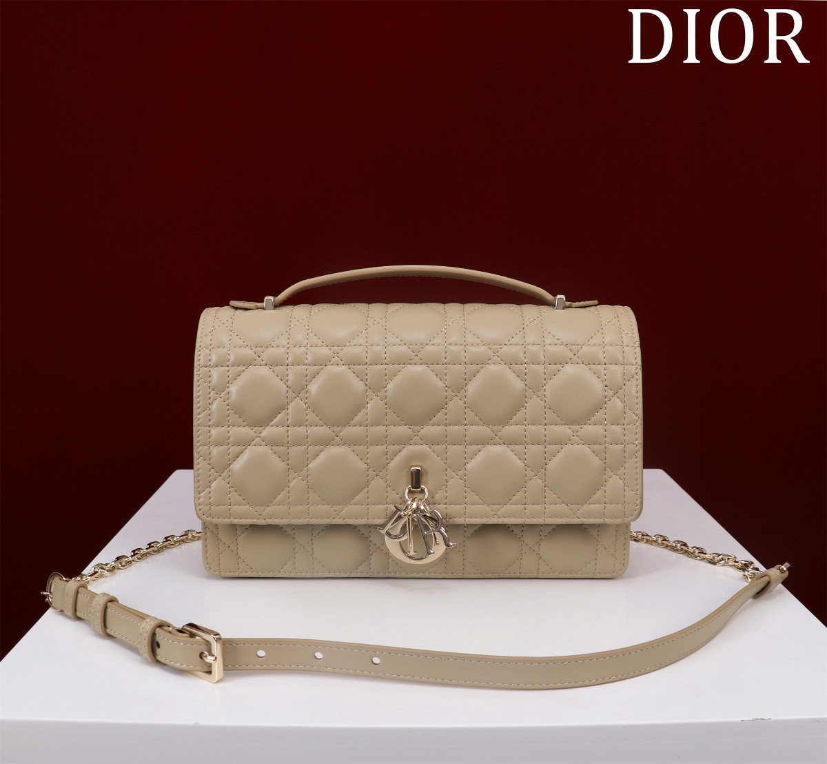 My Dior Top Handle Bag Powder Beige Cannage Lambskin